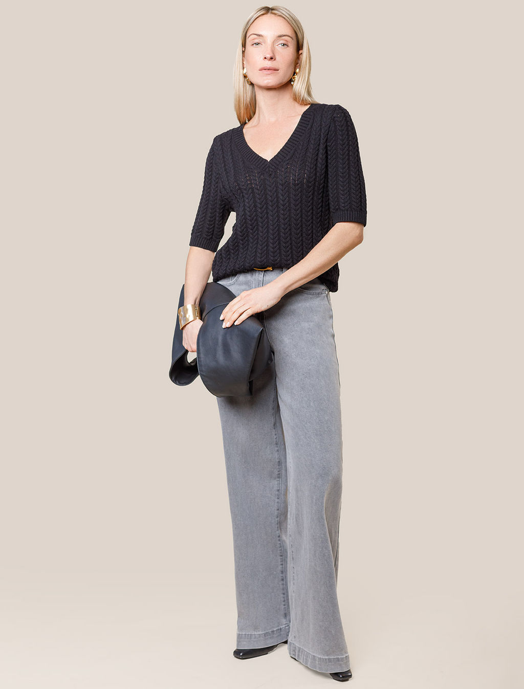 Джемпер фактурной вязки из хлопка с кашемиром - Vilatte фото 5