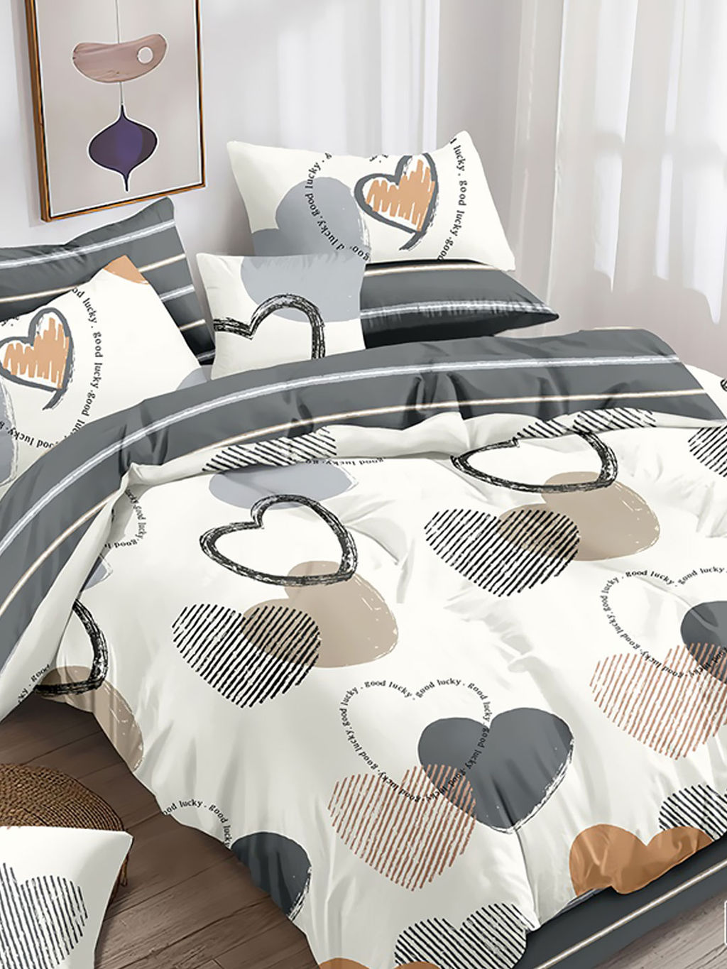 Постельное белье из поплина эксклюзив на молнии - Лямурные сны Евро Мини с Евро простыней (нав. 70х70)