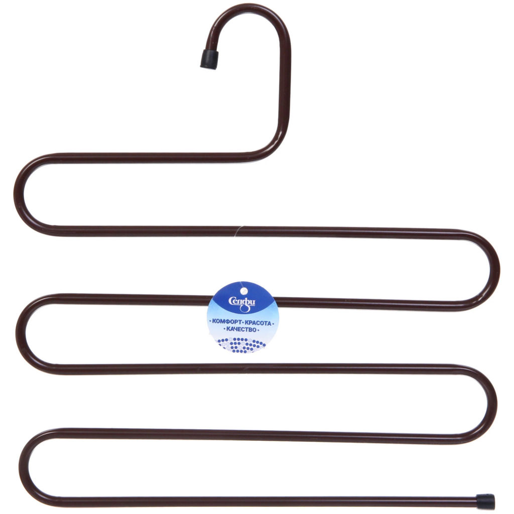 Цена за 3 шт. Вешалка металлическая для брюк 5 секций "ИДЕЯДОМА", цвет коричневый, 33*34см (Лейбл)