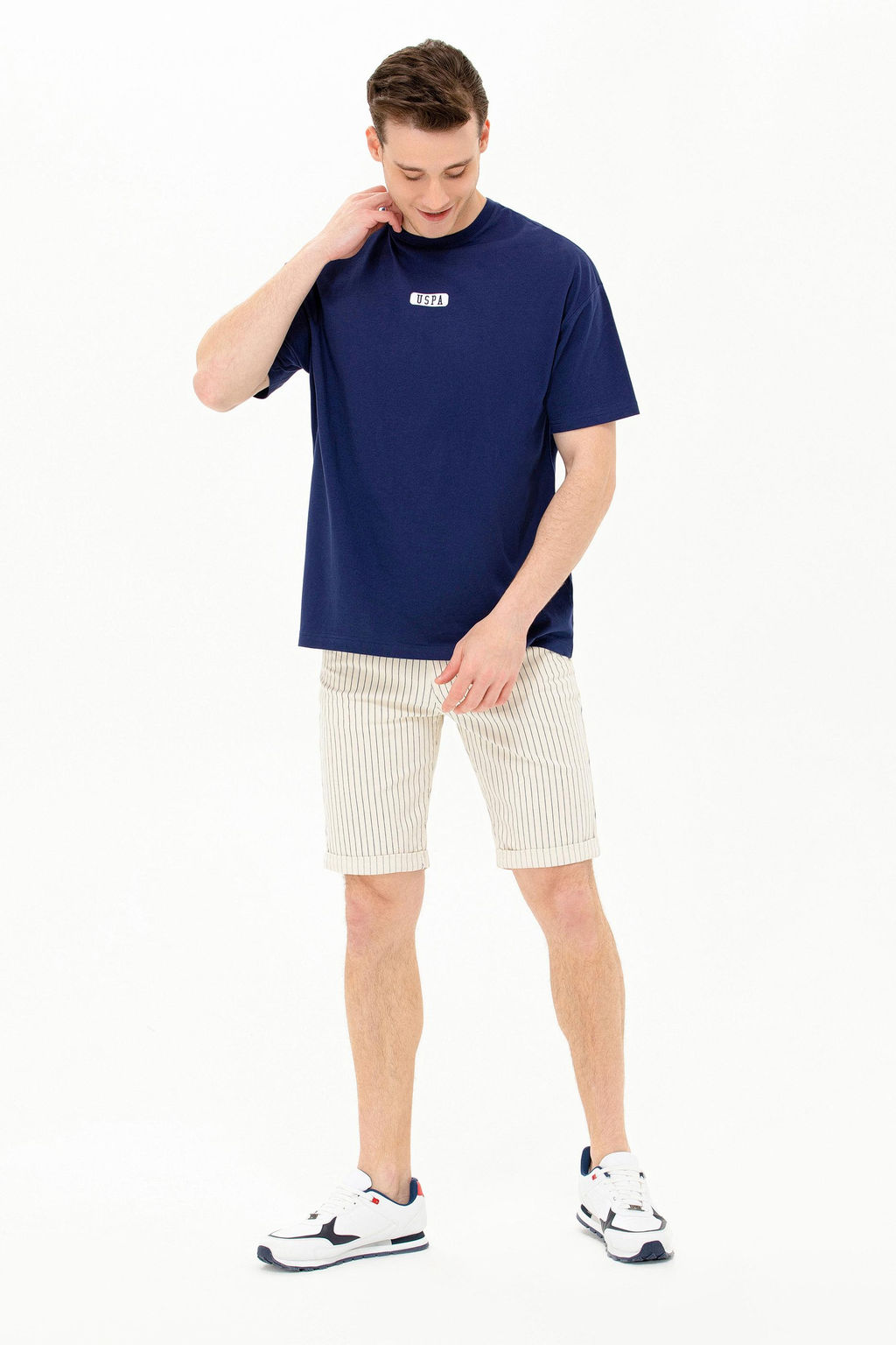 Футболка мужская U.S. Polo Assn оверсайз темно-синяя из хлопка  фото 8