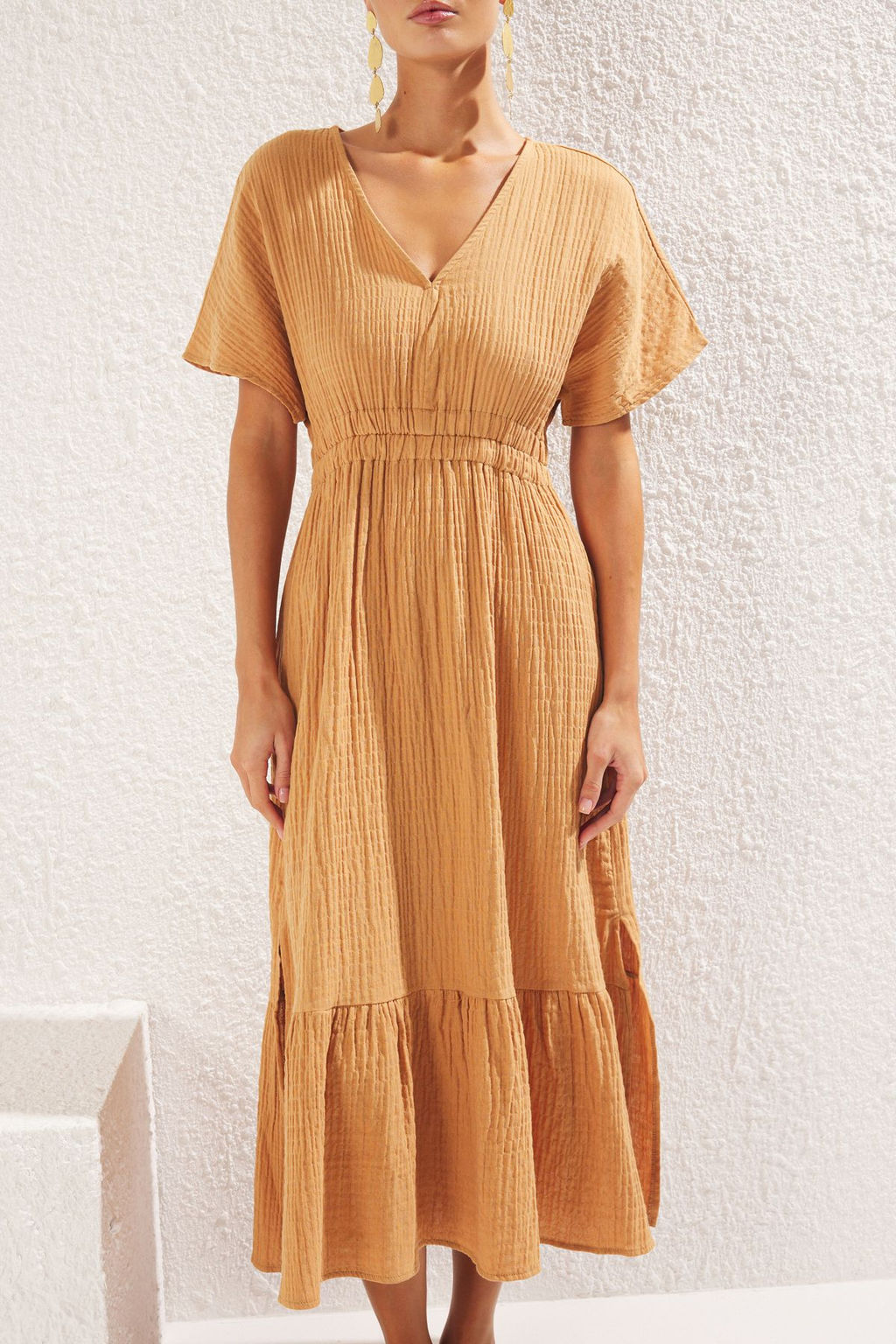 Bej Dokuma Buzgulu Maxi Plaj Elbise TBESS25EL00033 - Trendyolmilla фото 4