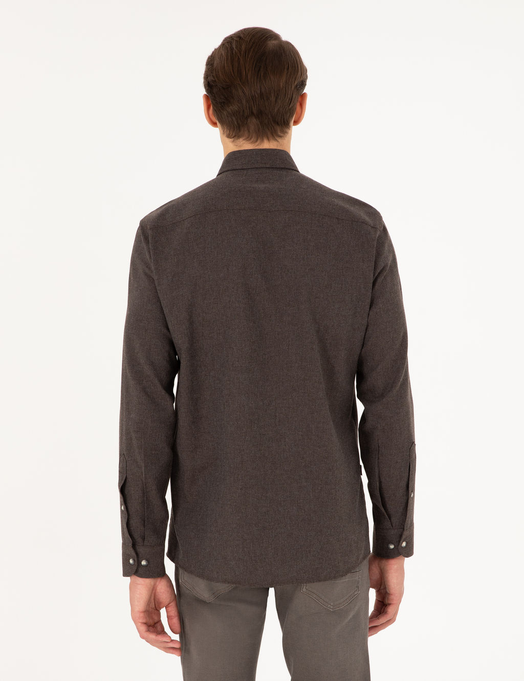 Kahverengi Slim Fit Uzun Kollu G_mlek