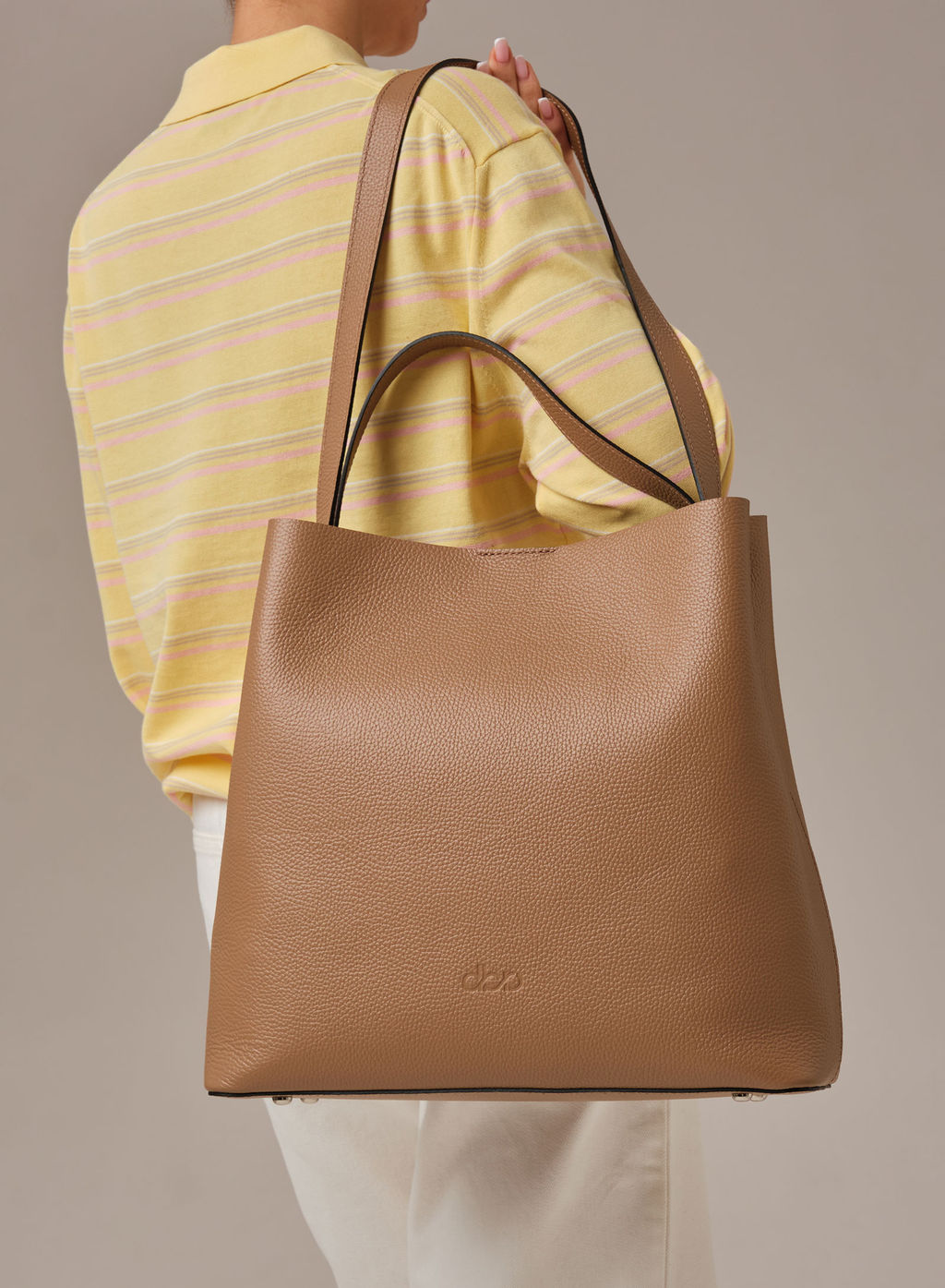 Кожаная сумка шоппер Olga DBR 30948 коричневый капучино фото 9