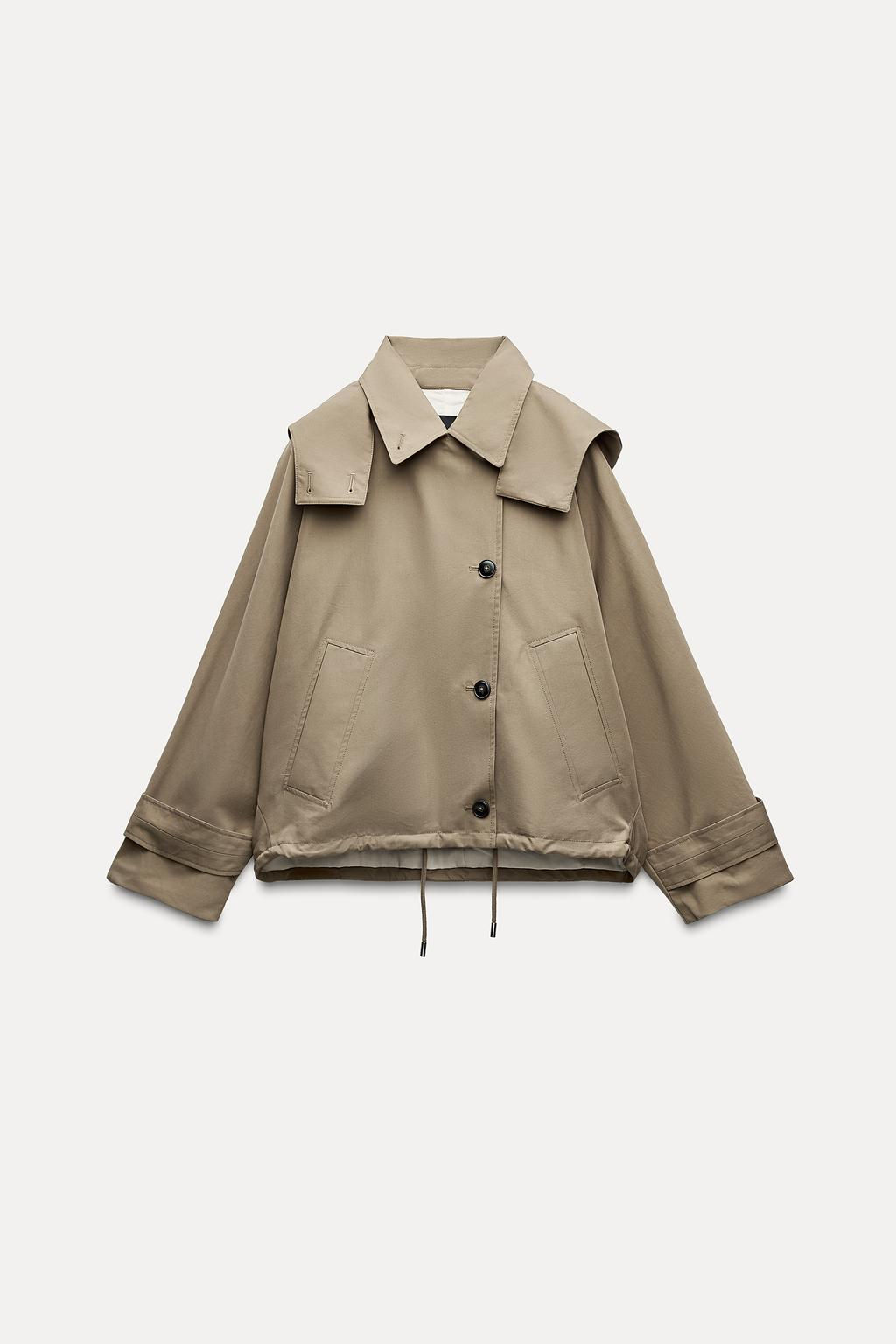 ZW COLLECTION SHORT HOODED TRENCH COAT - Zara фото 8