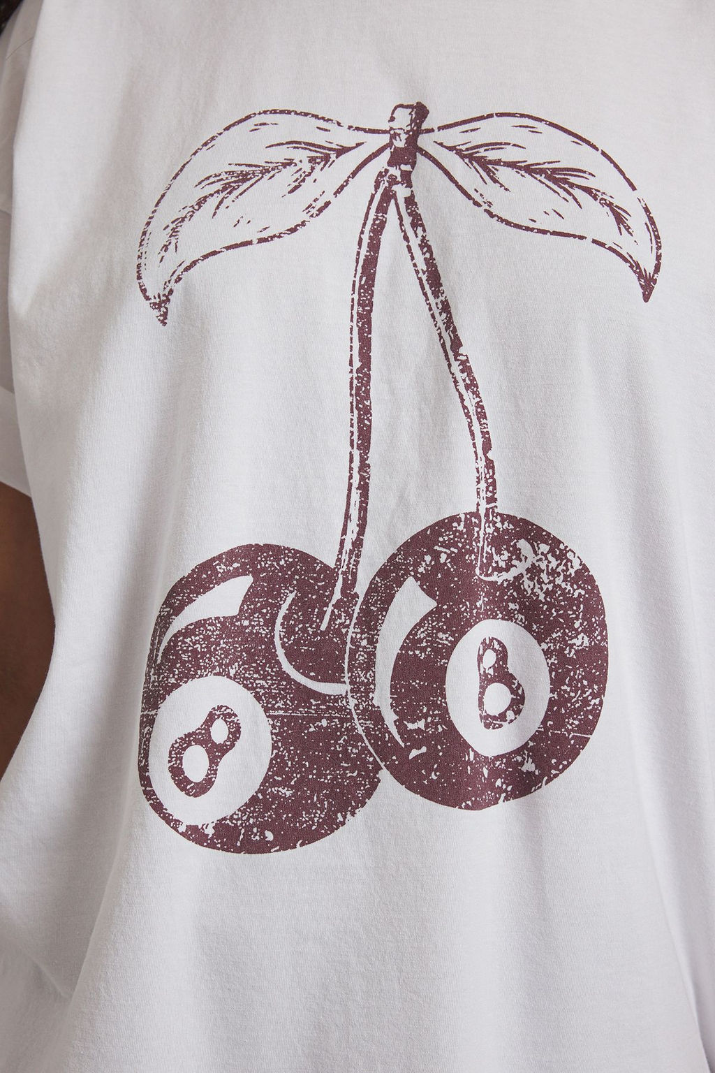 TRENDYOLMILLA Lacivert Kiraz Bask?l? Oversize/Genis Kal?p Orme T-Shirt TWOSS25TS00122  фото 15