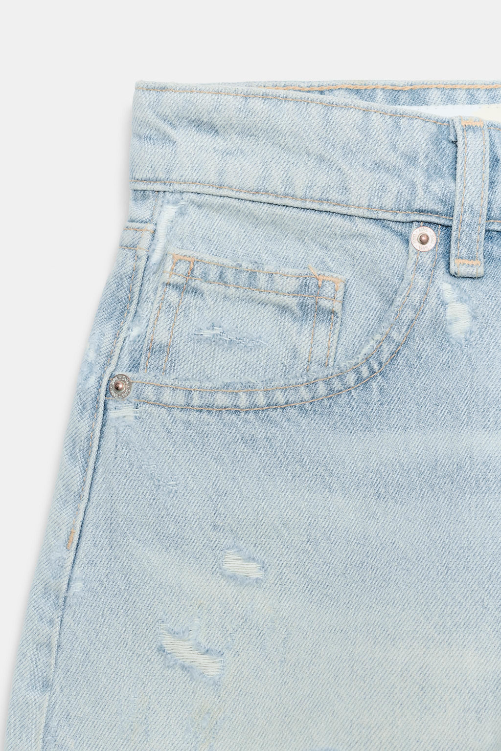 SHORTS DENIM TRF TIRO ALTO ROTOS / Azul claro - Zara фото 7