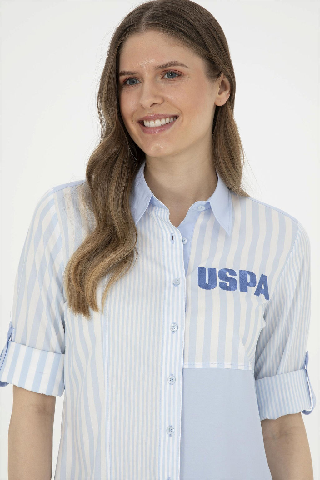 Женская голубая рубашка с длинным рукавом Неожиданная скидка в корзине - U.s. polo assn фото 2