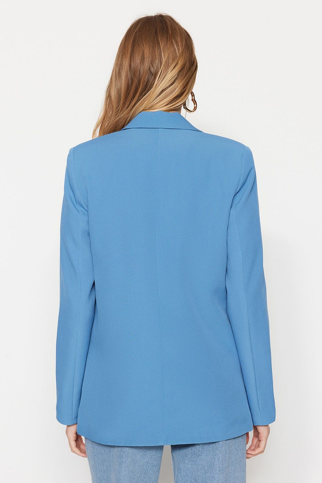 Koyu Mavi Regular Astar Detayl? Dokuma Blazer Ceket TWOAW20CE0316
