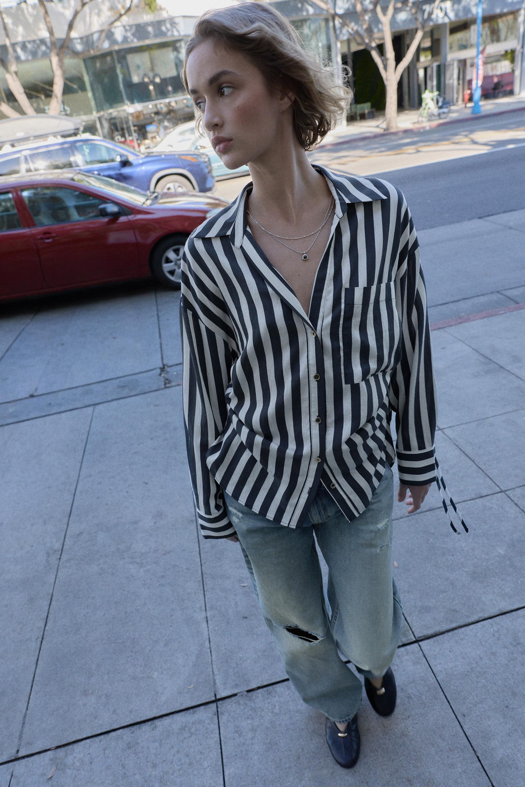 STRIPED SHIRT WITH SIDE LACES - Zara фото 4