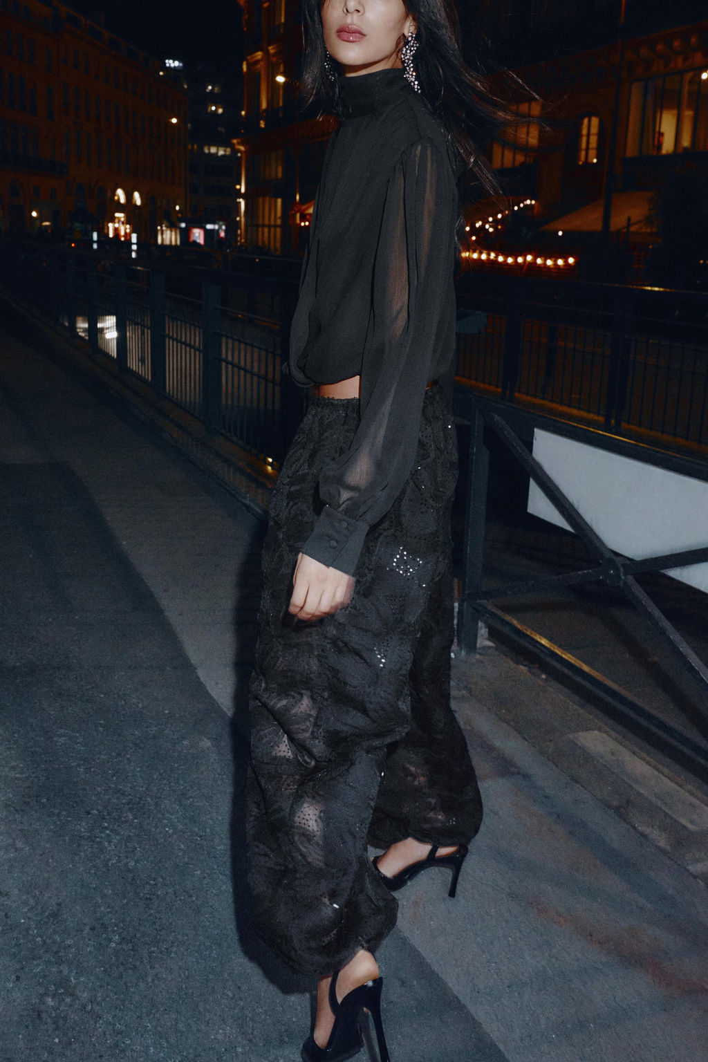 DRAPED BALLOON SEMI-SHEER TOP - Zara фото 3