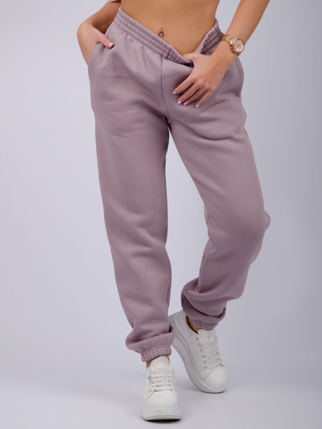 Джоггеры Мистерия 5, футер 3-х нитка начес - Малина фото 21