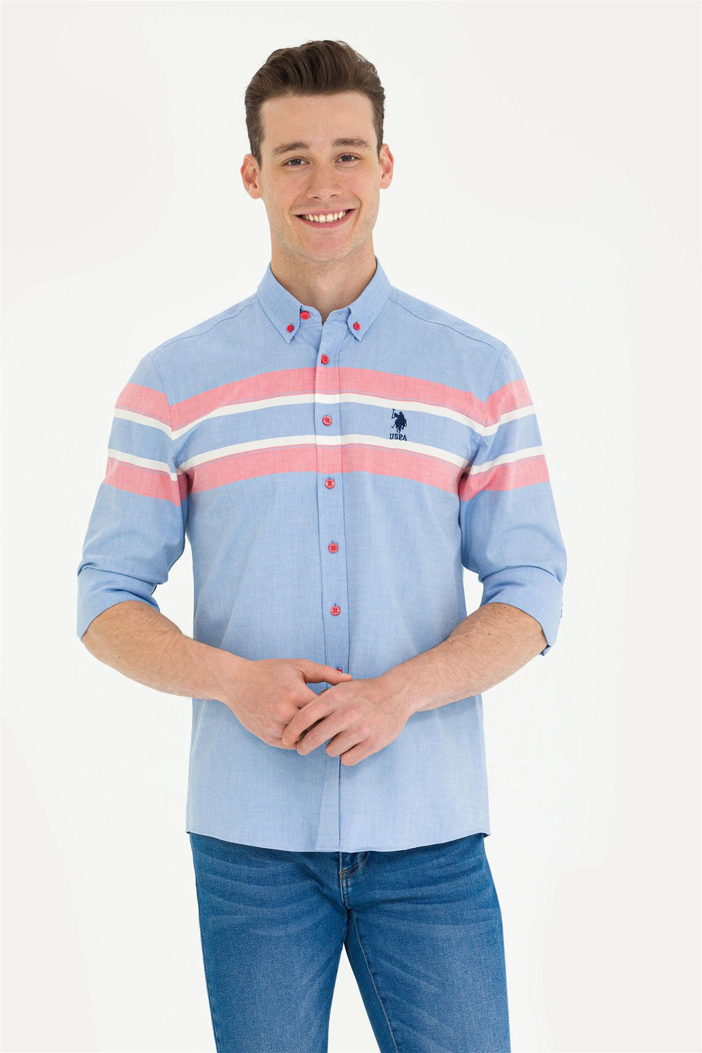 U. S. Polo Assn Мужская синяя рубашка с длинным рукавом - U.s. polo assn фото 8