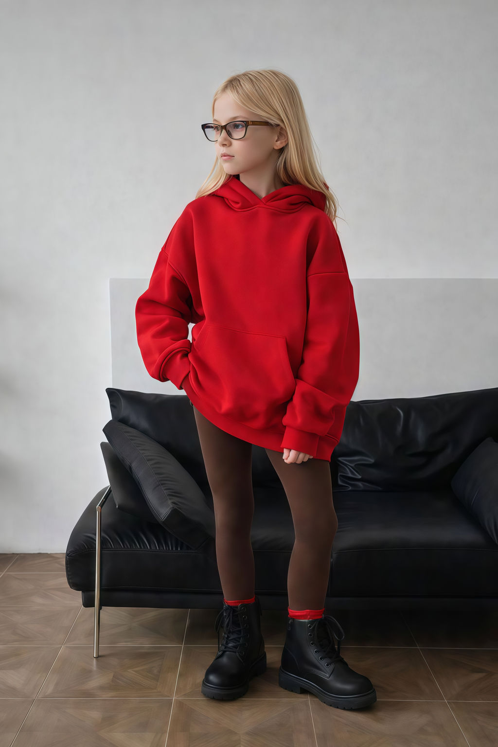 Толстовка с капюшоном для девочки "Basic" красный