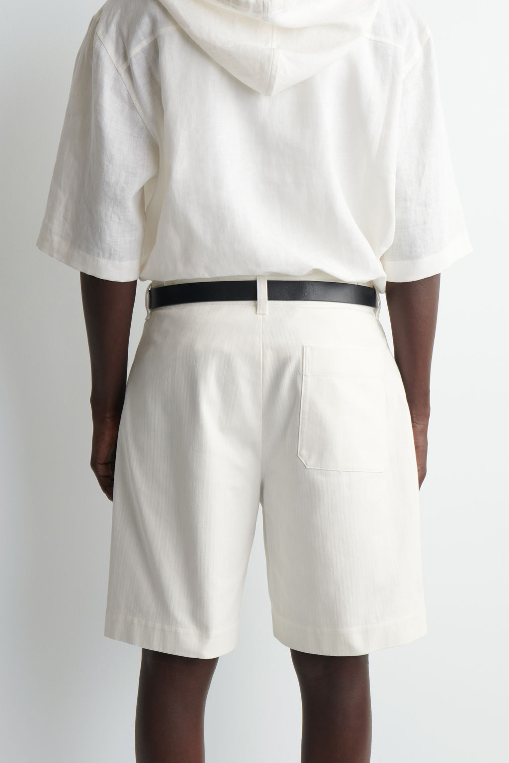 PLEATED DENIM-HERRINGBONE SHORTS - H&m фото 6