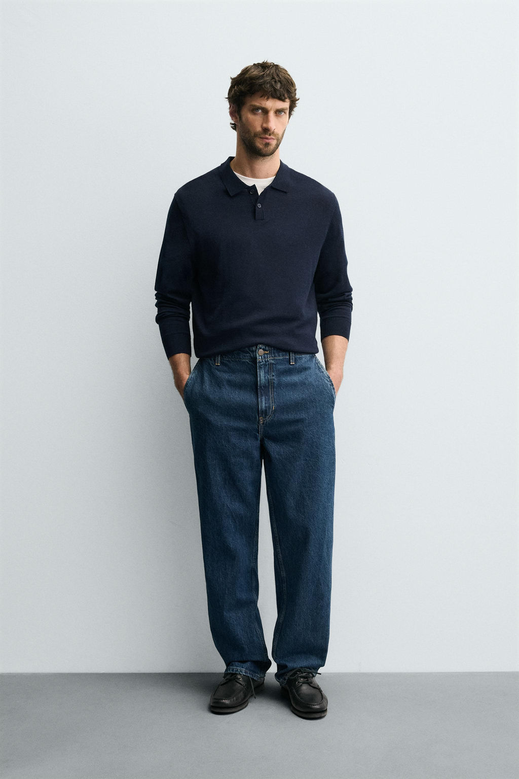 STRAIGHT-LEG DENIM CHINO TROUSERS