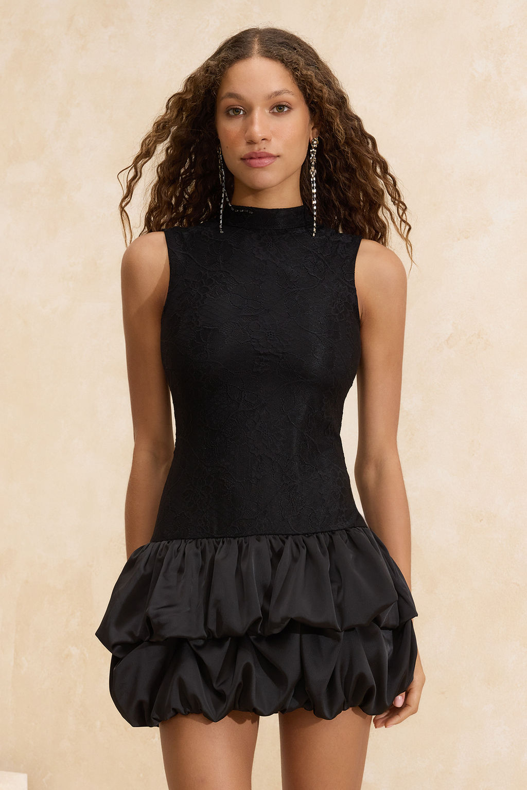 Siyah Balon Etek Detayl? Dantel K?sa / Mini Astarl? S?k/Gece Elbise TPRSS26EL00016 - Trendyolmilla фото 5