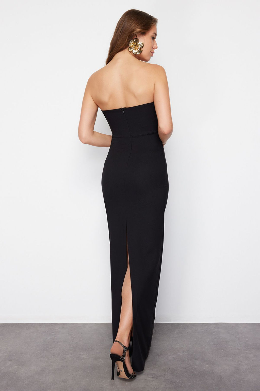 TRENDYOLMILLA K?rm?z? Fiyonk Detayl? Dokuma Uzun S?k Abiye Elbise TPRSS24AE00073  фото 24