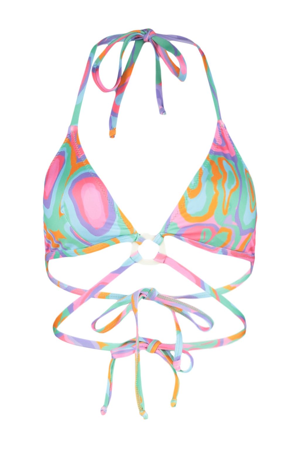 Soyut Desenli Ucgen Aksesuarl? Bikini Ustu TBESS23BU00265