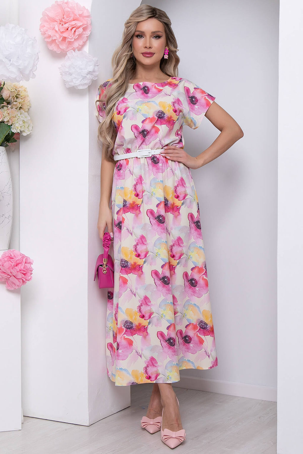 Платье Кейтлин (акварель/цветы) П5828