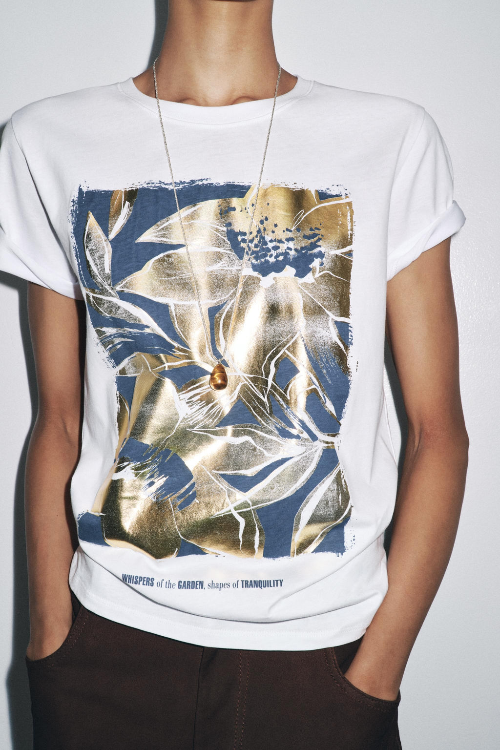 T-SHIRT WITH METALLIC PRINT - Zara фото 12