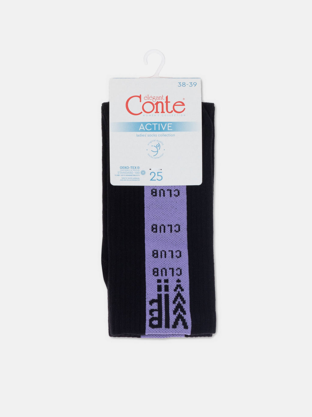Цена за 2 пары. Носки Теплые CONTE Удлиненные хлопковые носки ACTIVE черный-сиреневый - Conte elegant фото 6
