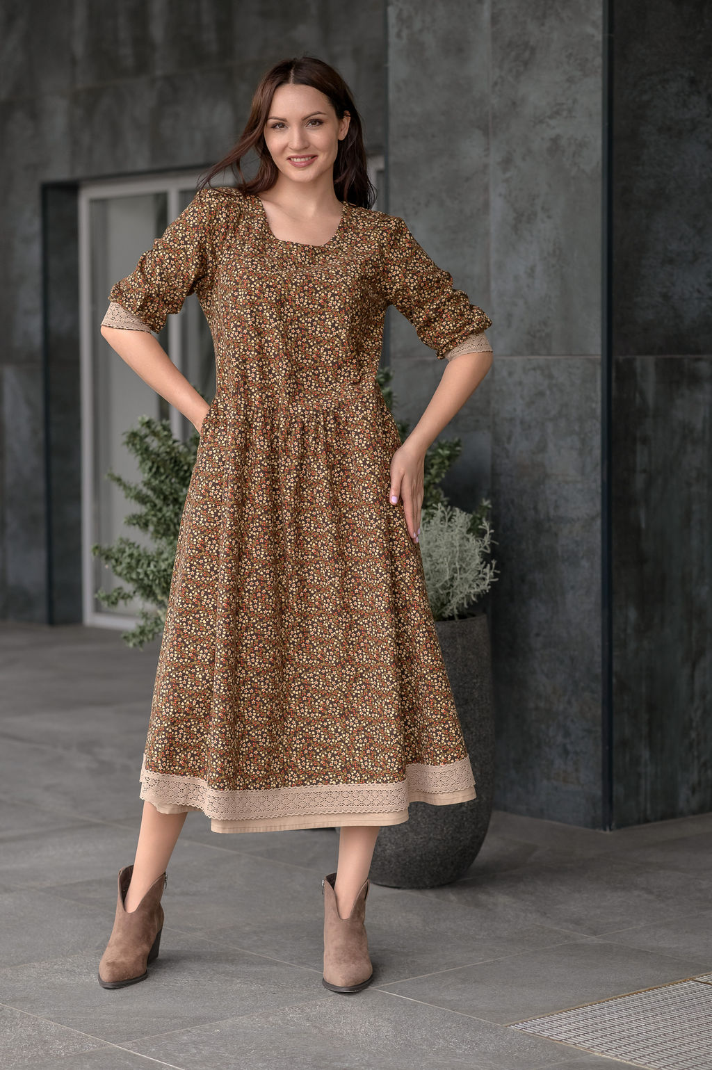 платье хлопок фланель - Новый лен фото 2