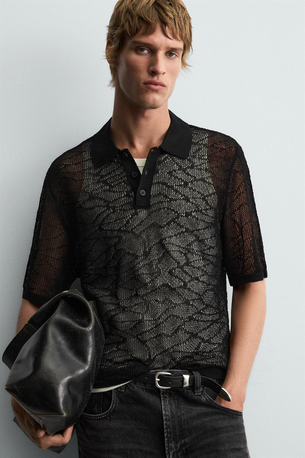 OPENWORK KNIT POLO SHIRT - Zara фото 5