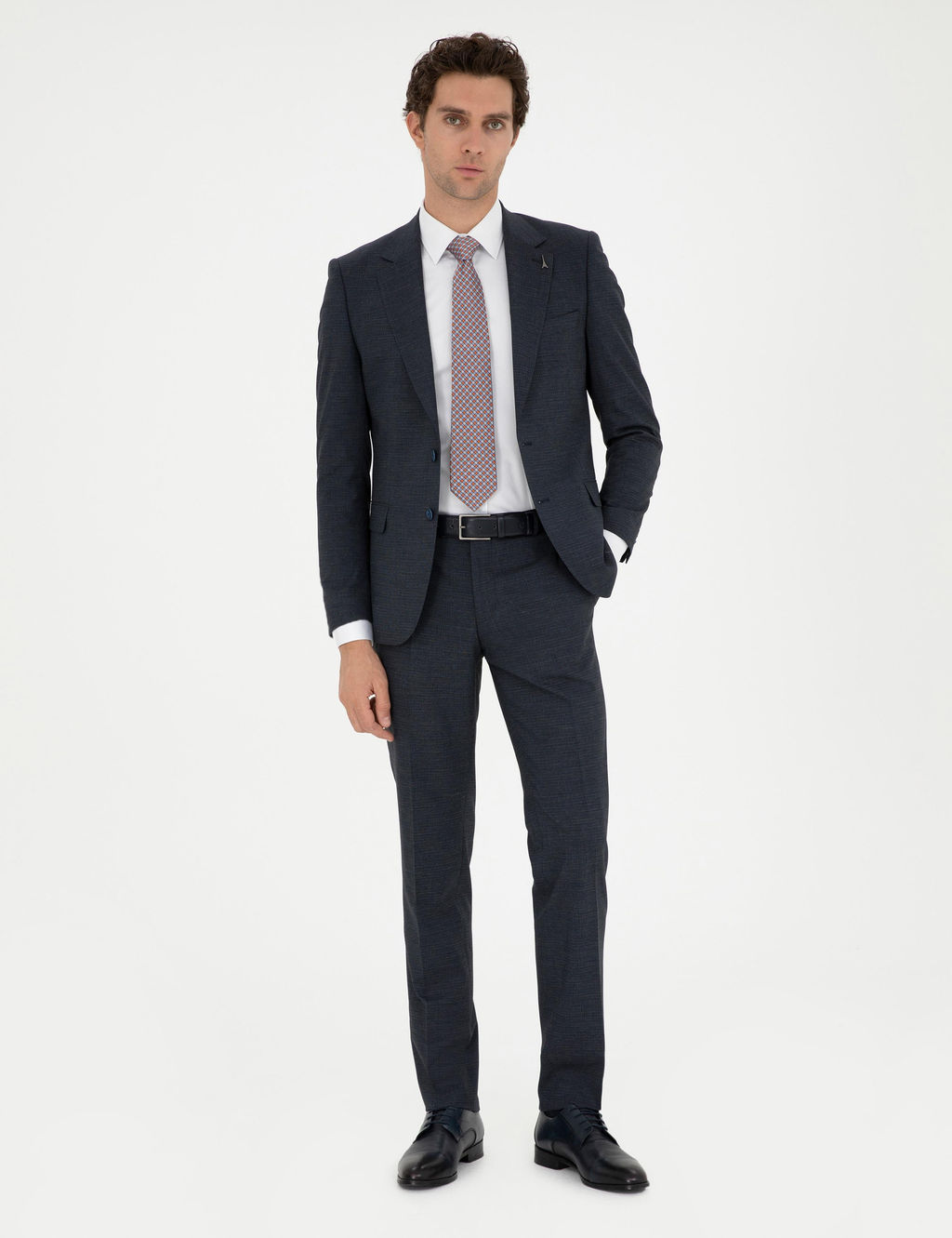 Темно-синий приталенный костюм - Cacharel фото 4