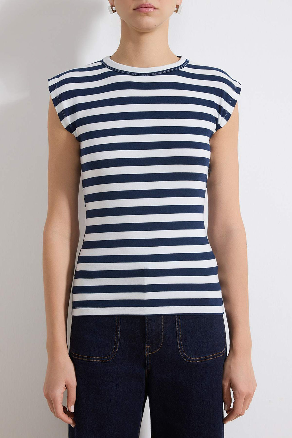 Cok Renkli Viskoz/Yumusak Kumas Fitted/Vucuda Oturan Ay Kol Esnek Orme Bluz TWOSS23BZ00992