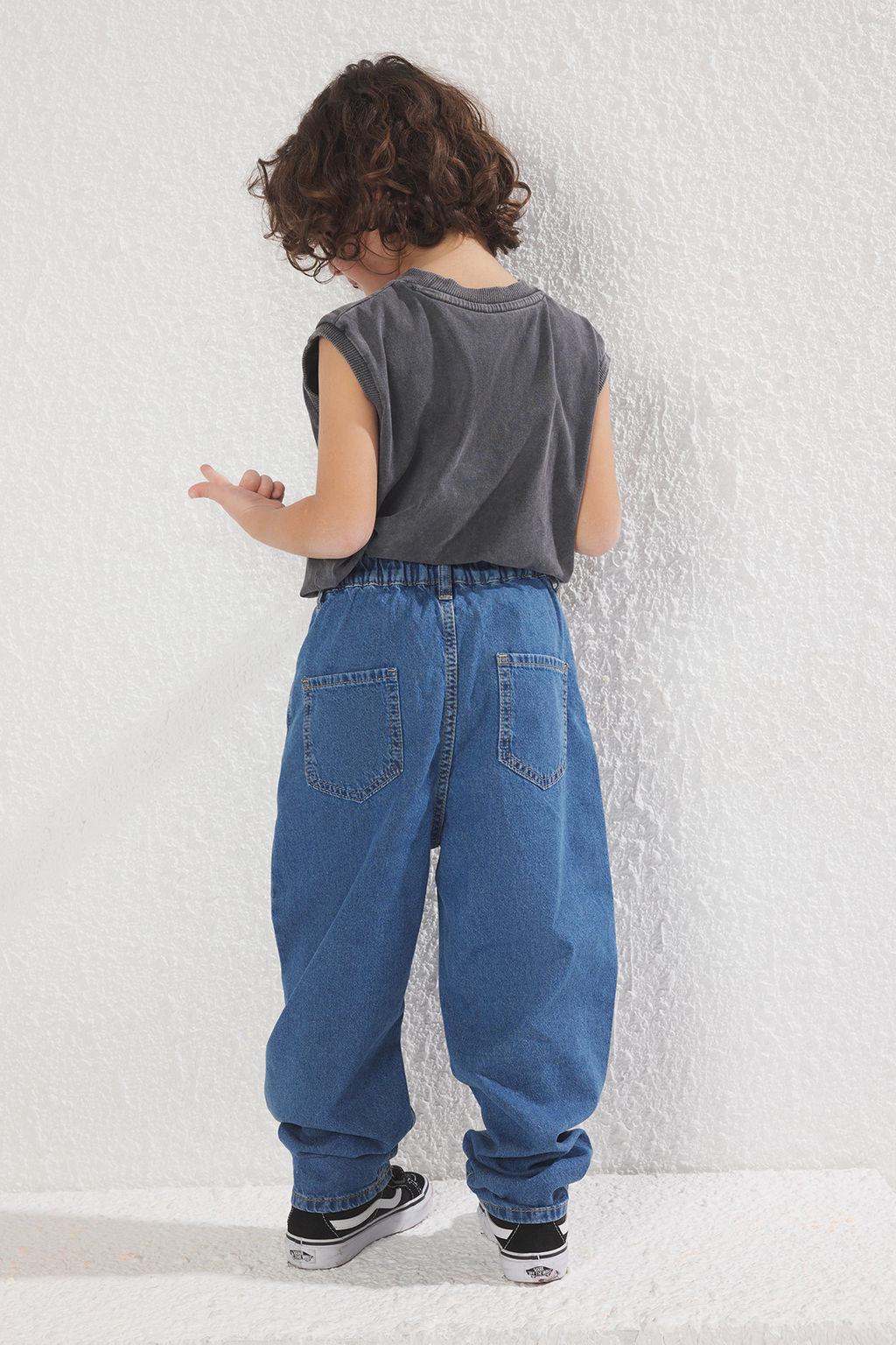 Koyu Lacivert Erkek Cocuk Balon Fit %100 Pamuk Lastikli Denim Jean Pantolon TKDSS25JE00002 - Trendyolmilla фото 9