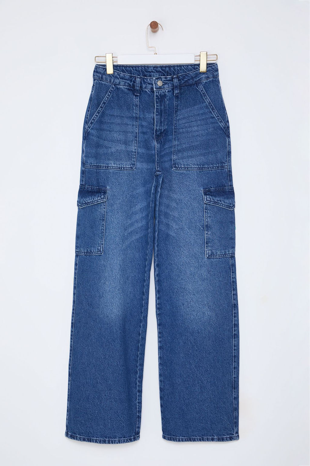 Siyah Kargo Cepli Yuksek Bel Wide Leg Jeans TWOAW22JE0393 - Trendyolmilla фото 15