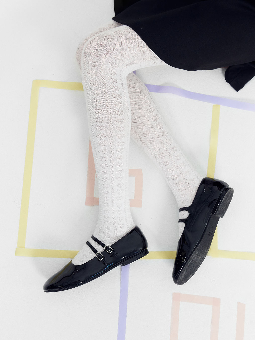 Цена за 3 пары! Колготки детские белые с рисунком в виде сердечек - Mark formelle фото 3