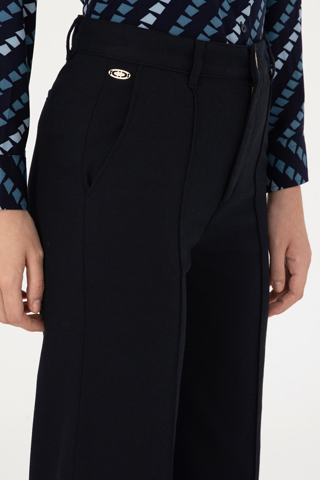 Kad_n Lacivert Straight Fit Kanvas Pantolon