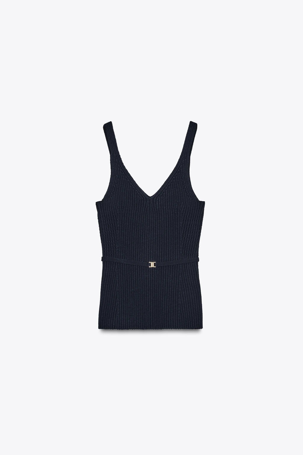 RIB KNIT TOP WITH BELT - Zara фото 5