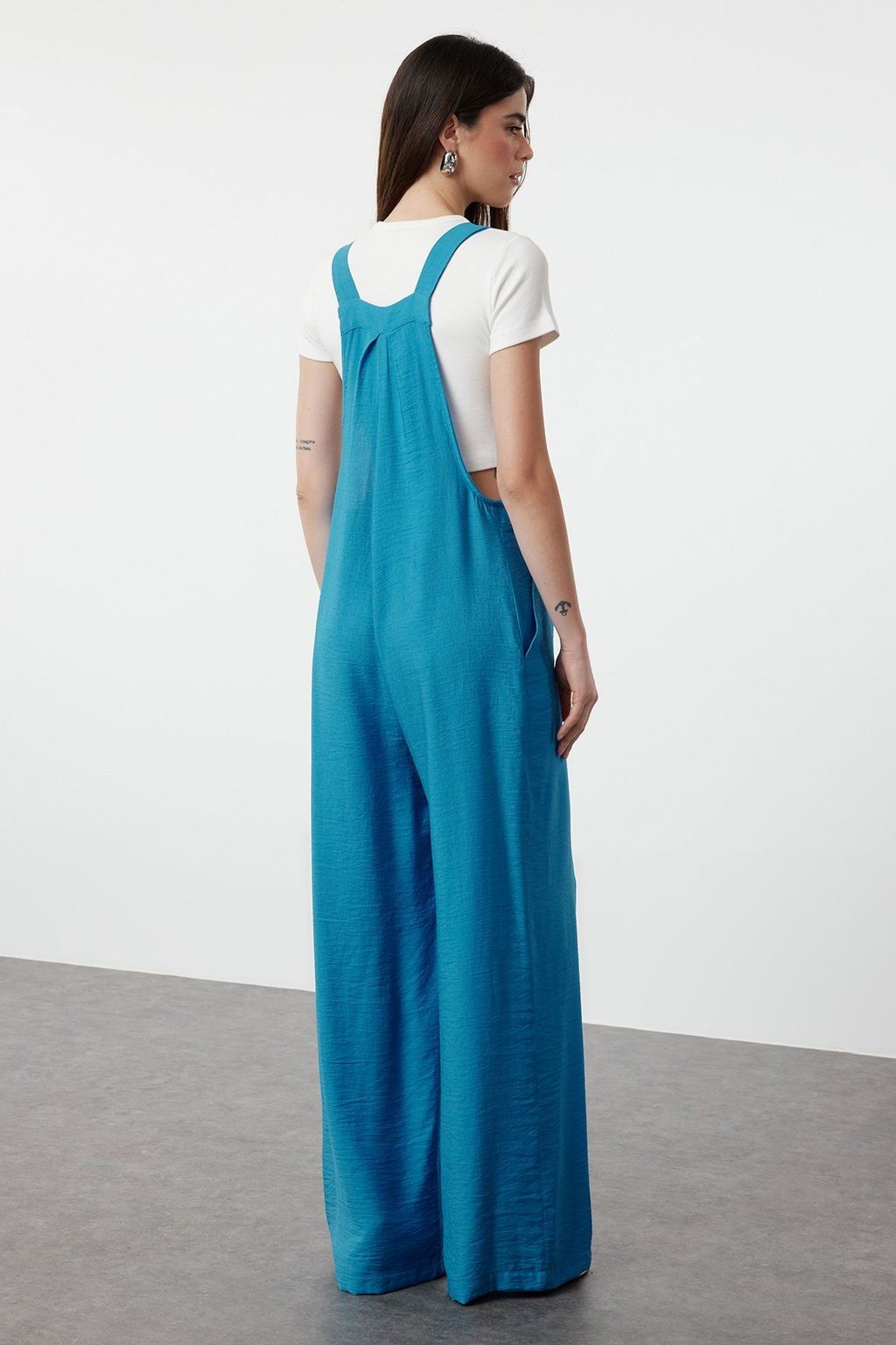 Indigo Bol Paca Maxi Jile Dokuma Keten Kar?s?ml? Tulum TWOSS21TU0090