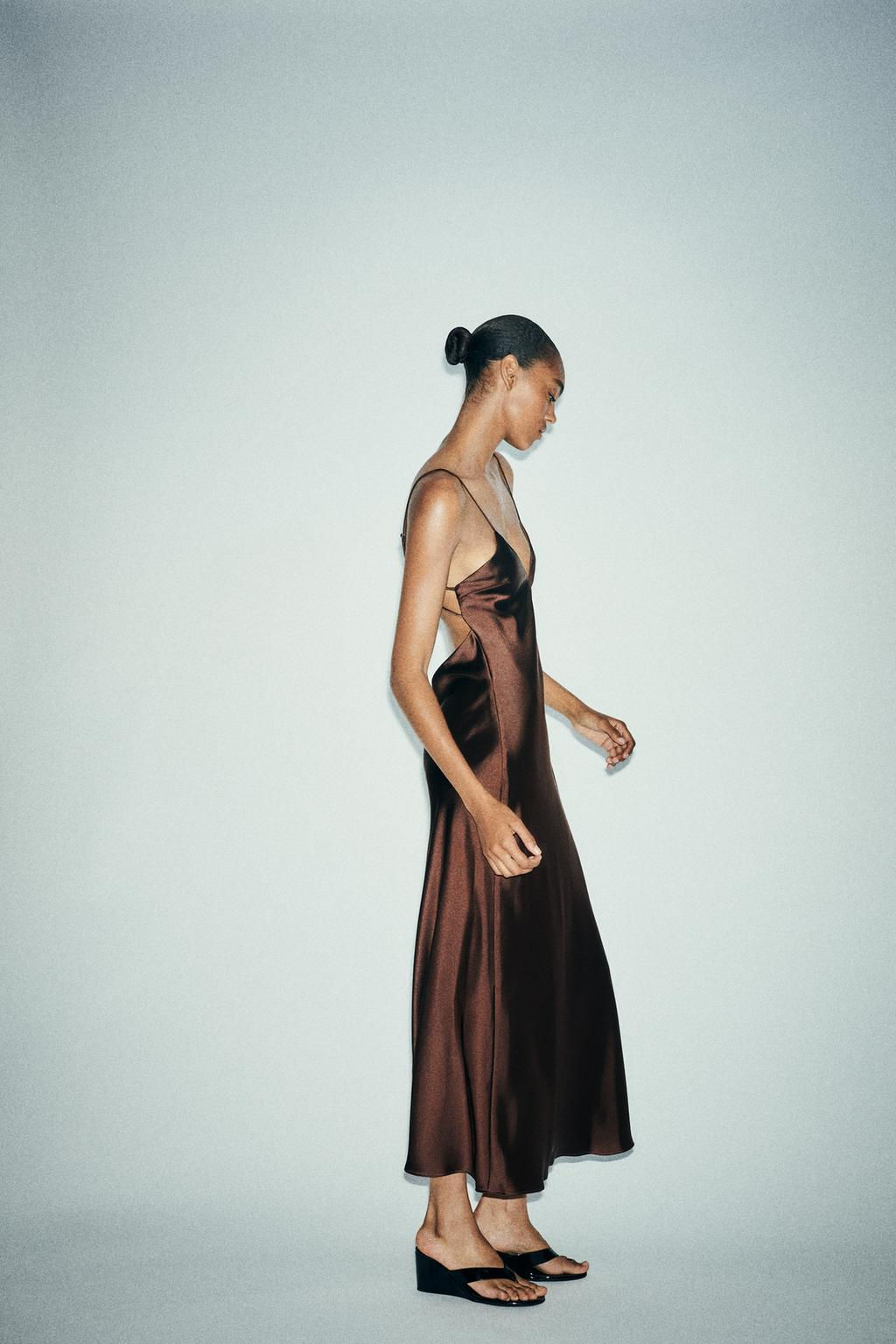 SATIN MIDI DRESS - Zara фото 19