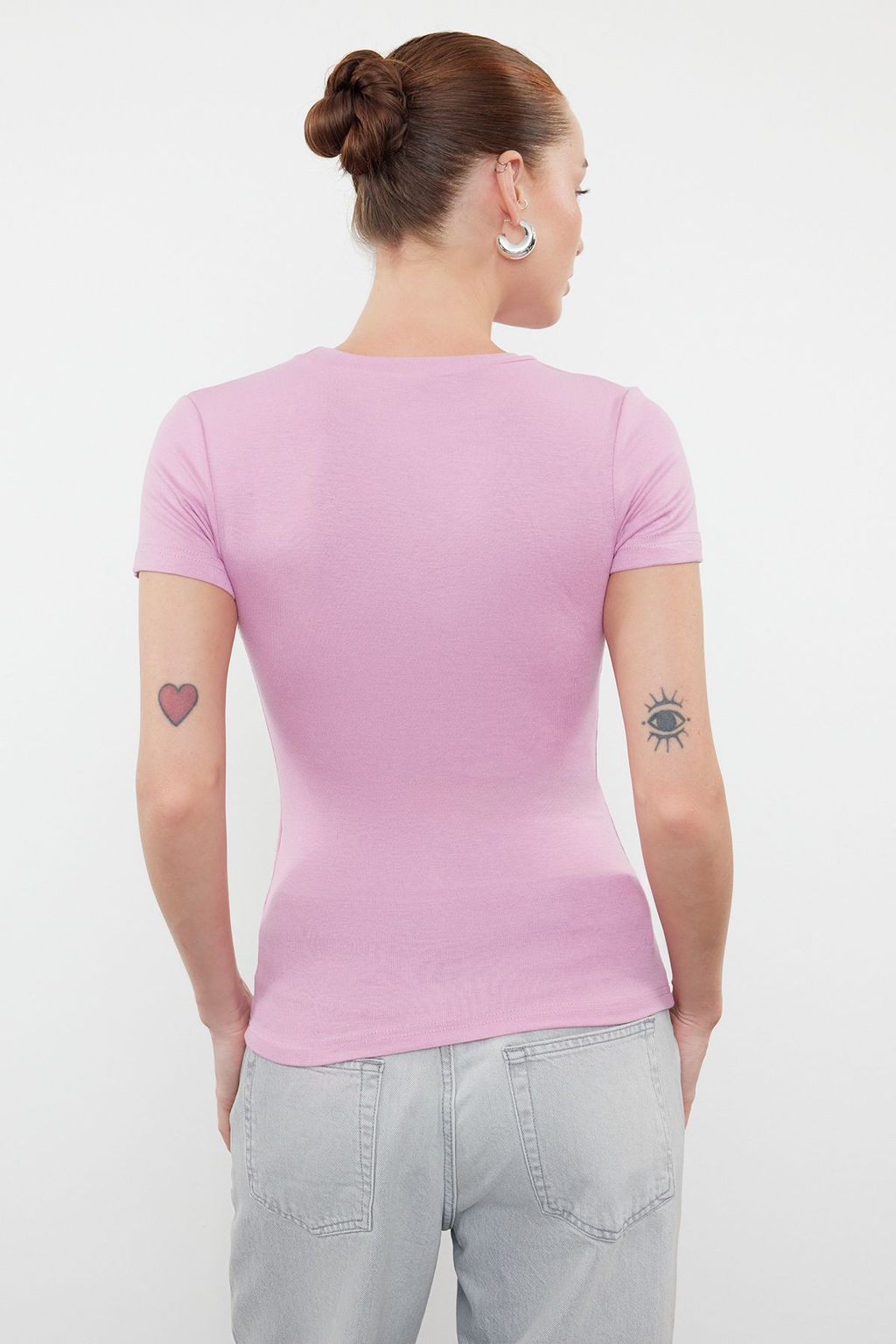 Pembe Viskoz/Yumusak Kumas Vucuda Oturan Esnek Orme Bluz TWOSS24BZ00296