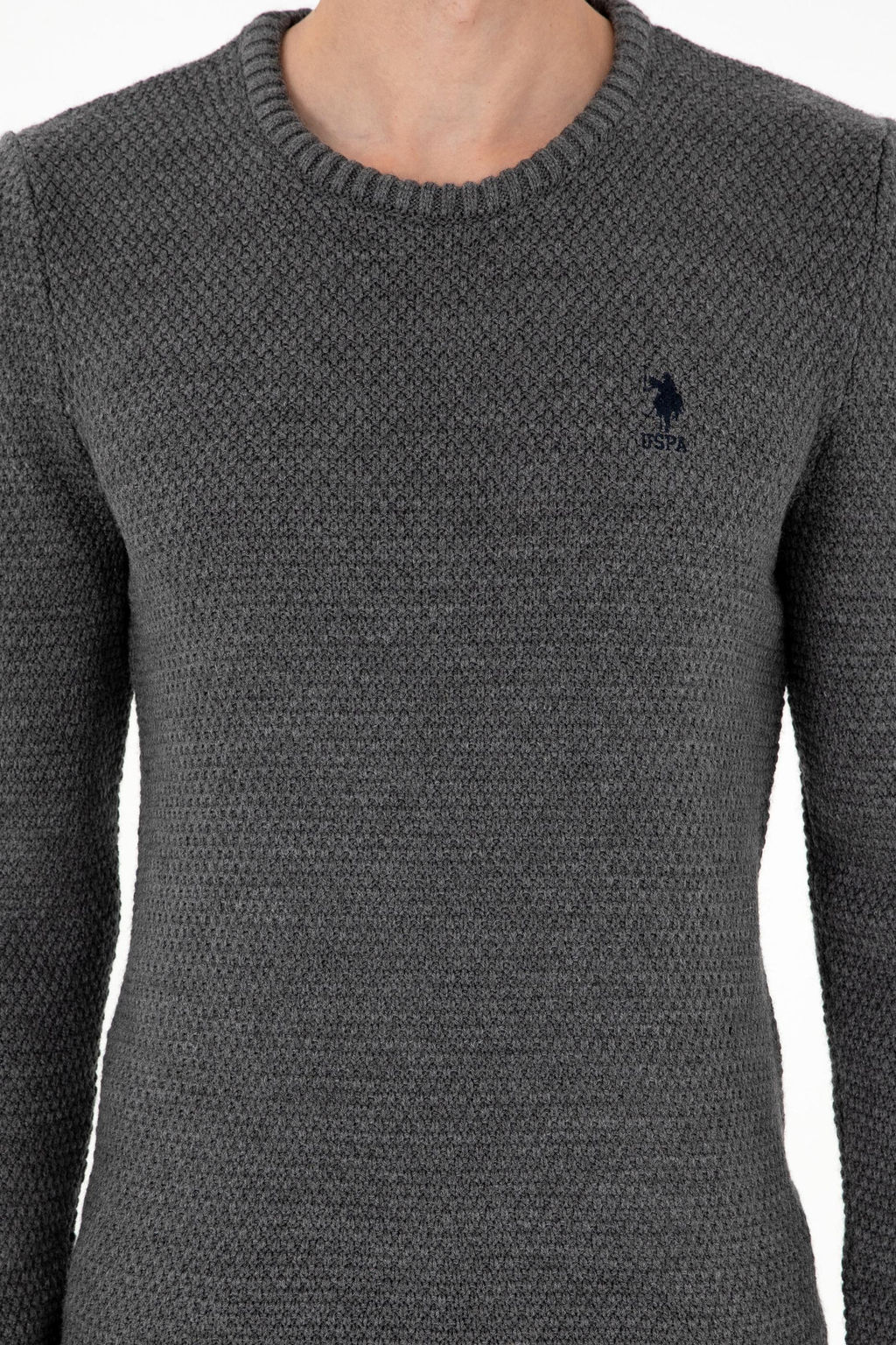 Мужской серый меланжевый свитер Неожиданная скидка в корзине - U.s. polo assn фото 6