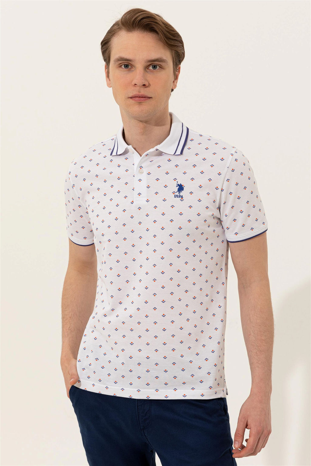 U. S. Polo Assn Мужская синяя футболка с воротником-поло - U.s. polo assn фото 7