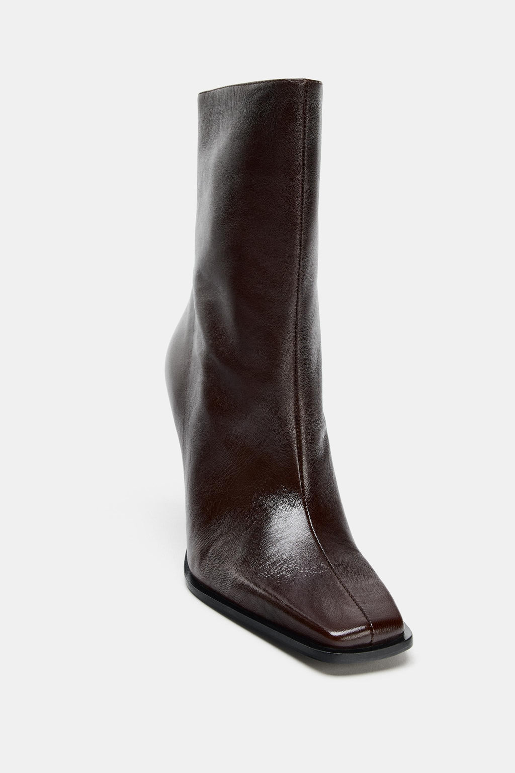 LIMITED EDITION LEATHER ANKLE BOOTS WITH SQUARE TOES - Zara фото 17