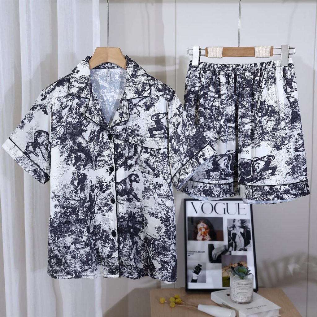 K12463 Костюм домашний: рубашка и шорты ЧЕРНЫЙ