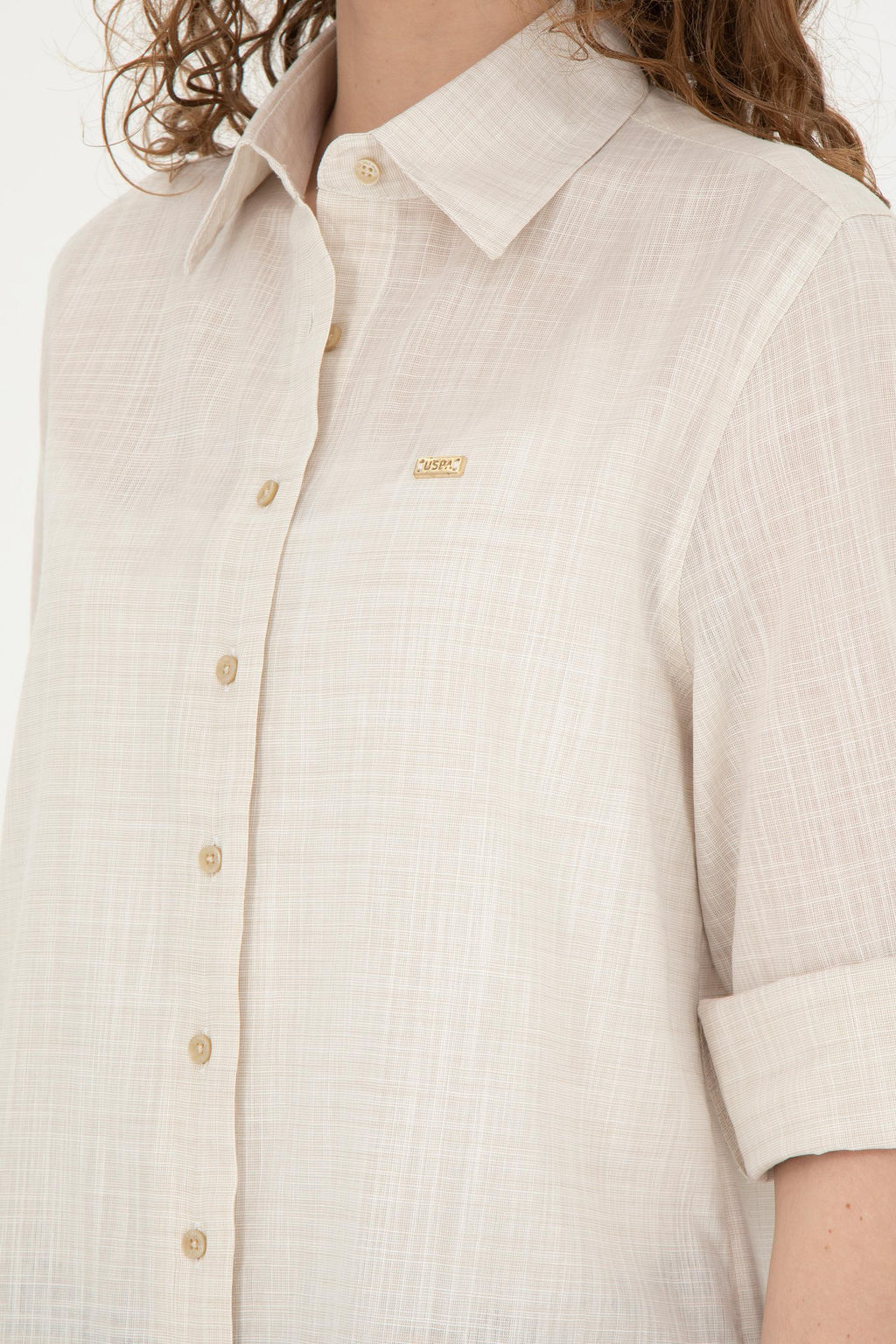 Женская рубашка цвета хаки с длинным рукавом светлого цвета - U.s. polo assn фото 14