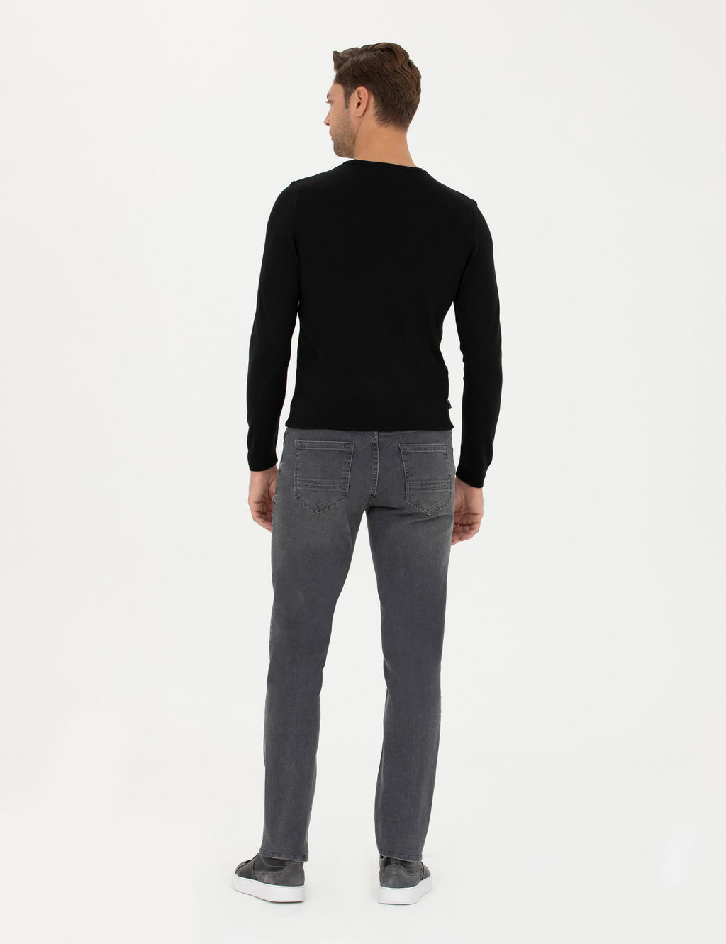 Gri Straight Fit Jean Pantolon