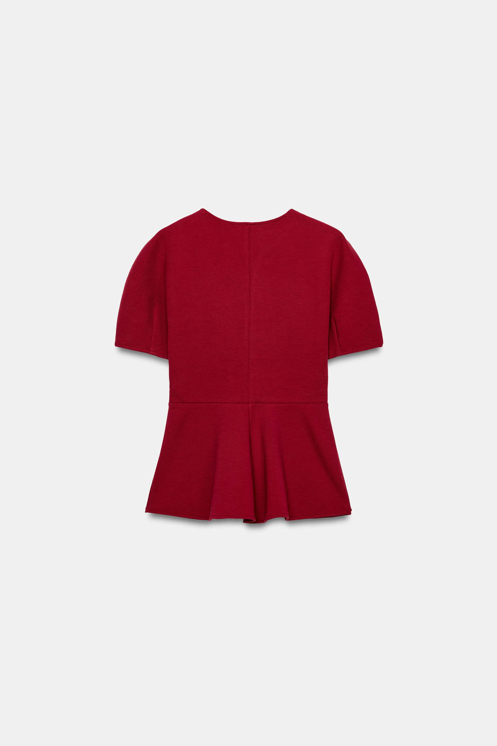 TOP PEPLUM MANGA ABULLONADA / Burgundy - Zara фото 8