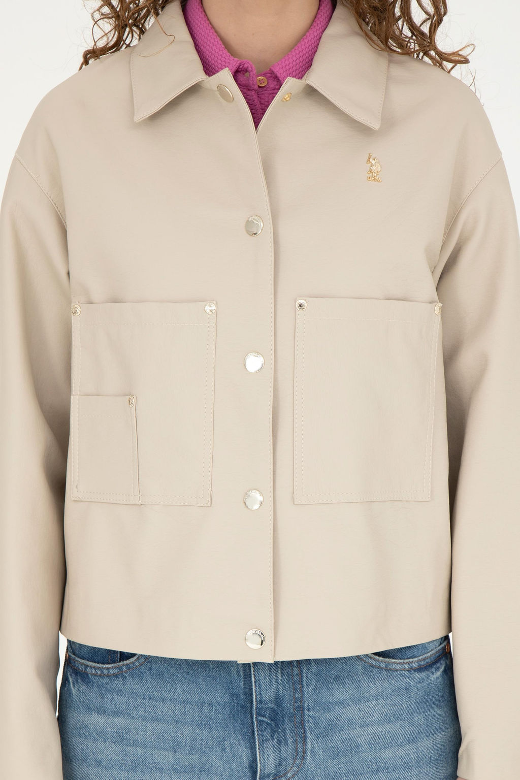 Женская кожаная куртка с камнем Неожиданная скидка в корзине - U.s. polo assn фото 6