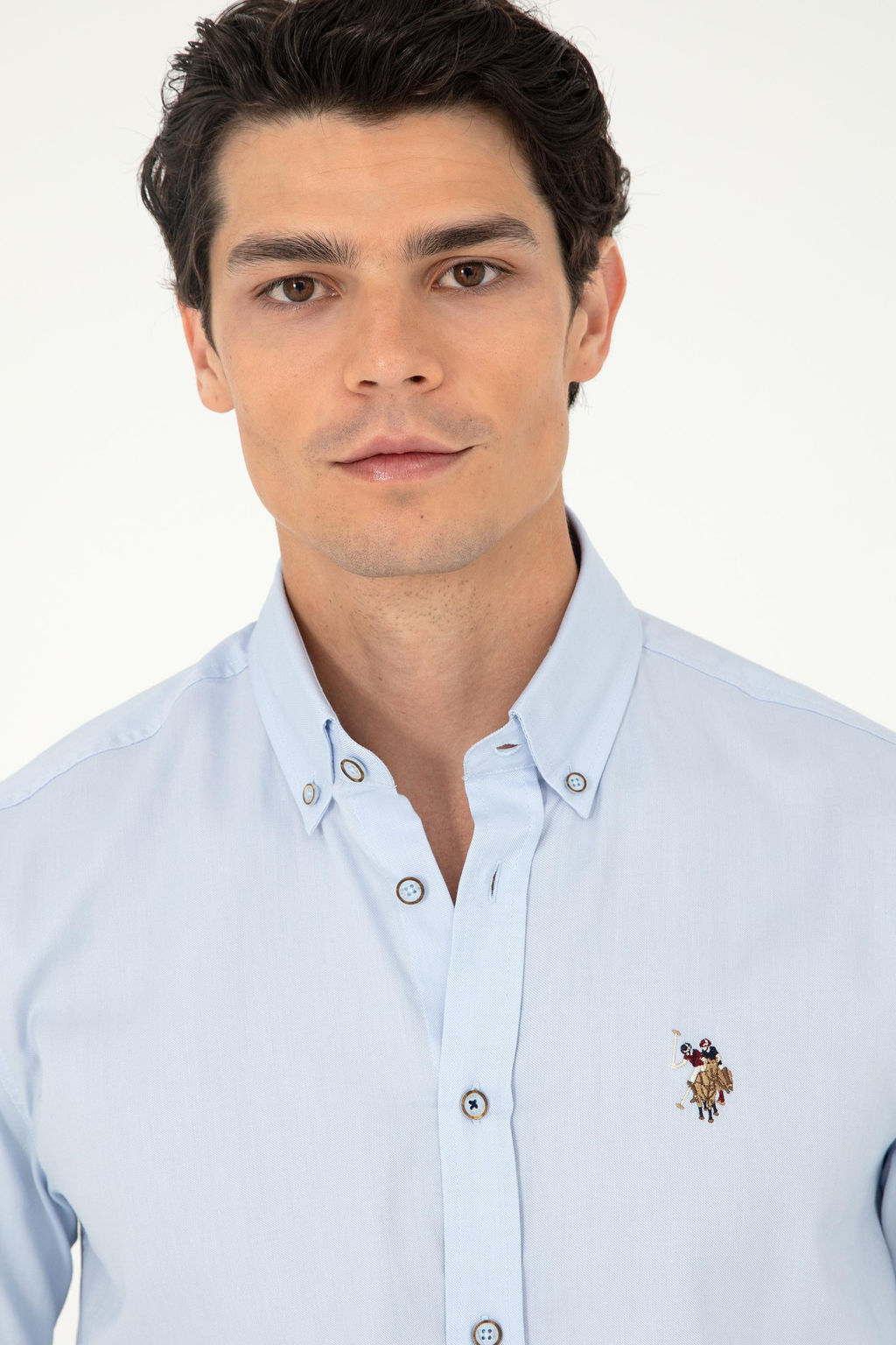 Мужская голубая базовая рубашка с длинным рукавом Неожиданная скидка в корзине - U.s. polo assn фото 2