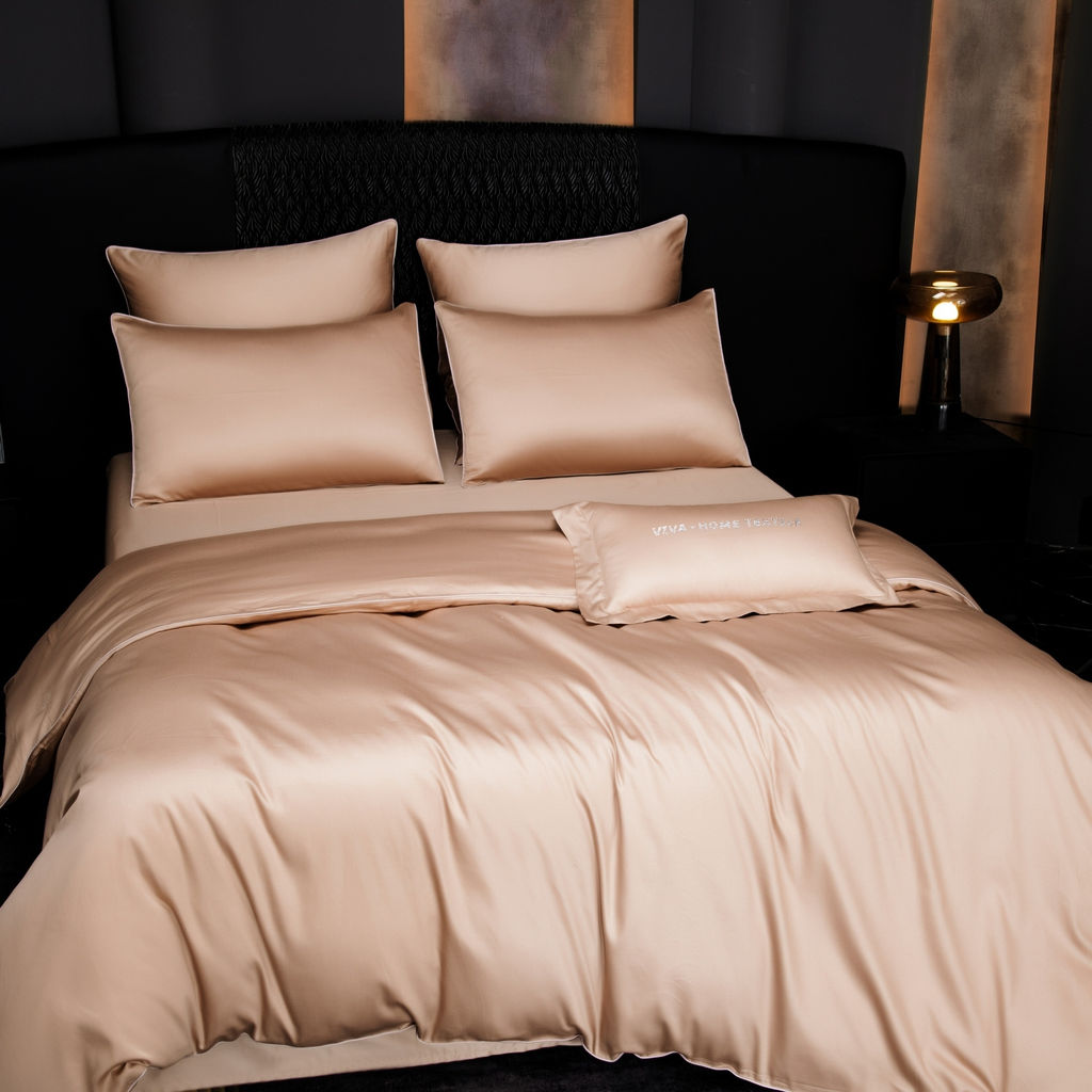 Комплект постельного белья Однотонный Сатин Премиум на резинке OCPR010 180*200*30;160*200*30;140*200*30 Дуэт Семейный 4 Наволочки