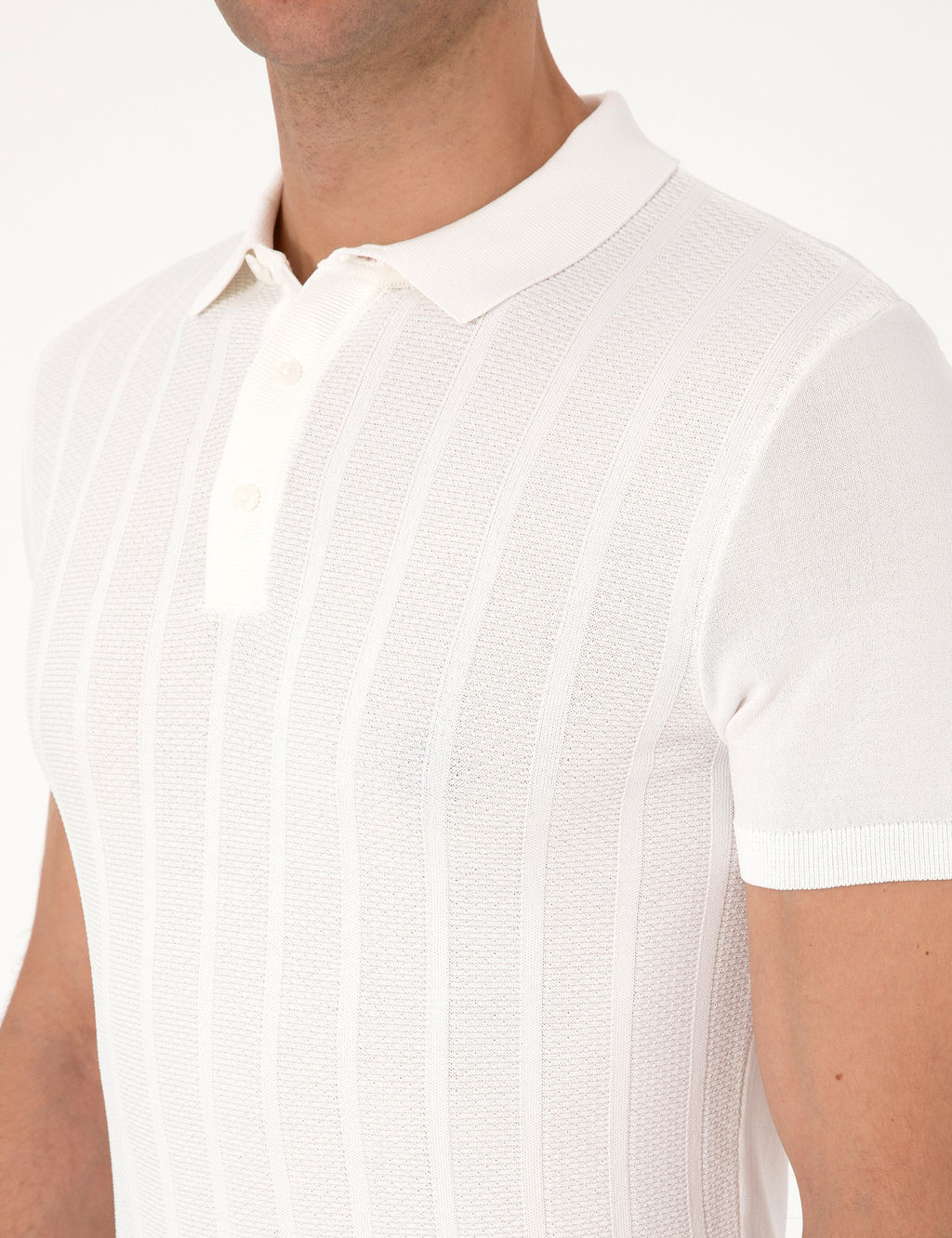 Ekru Slim Fit Polo Yaka D__meli Triko Ti__rt