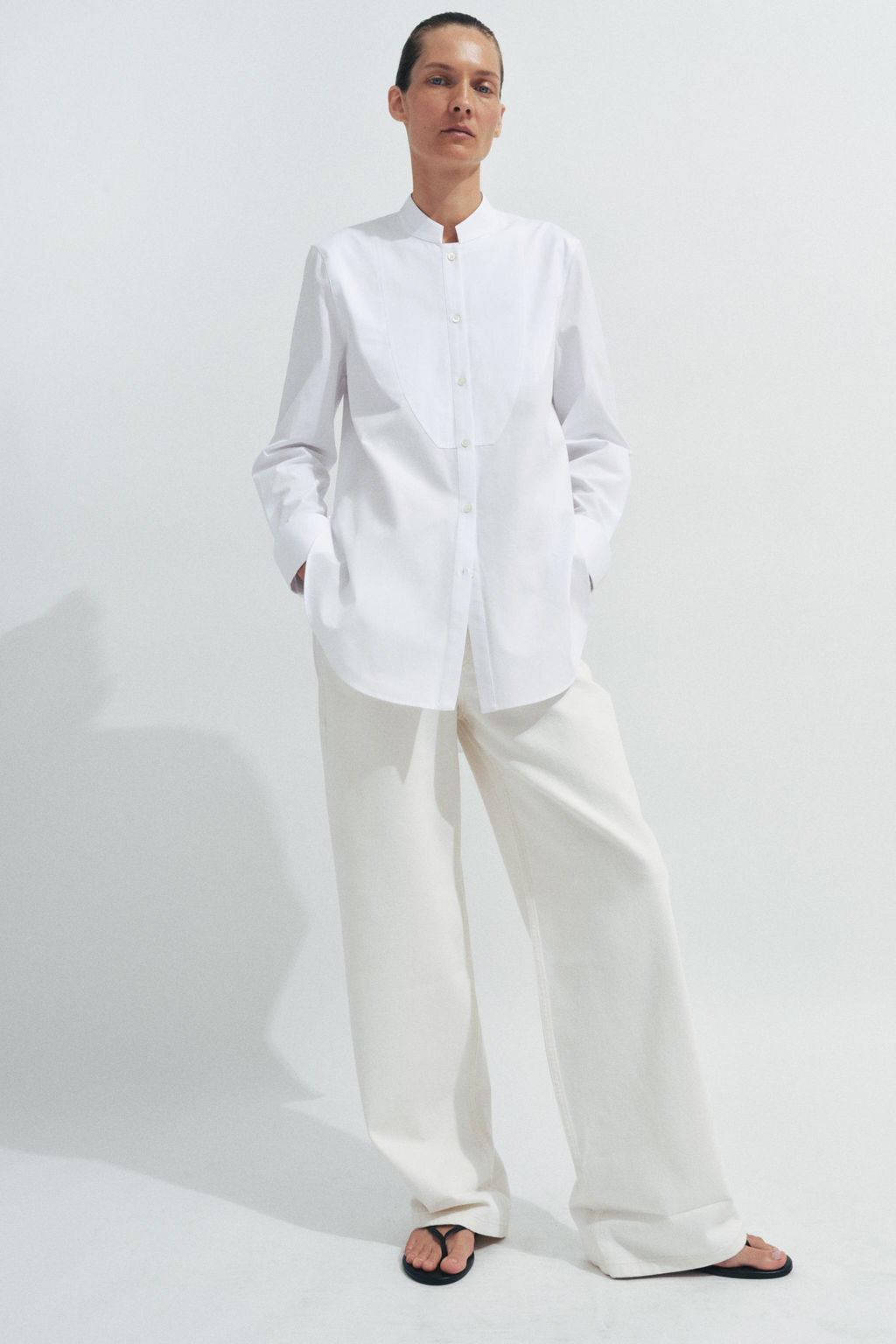 CAMISA POPEL?N PECHERA ZW COLLECTION / Blanco - Zara фото 10