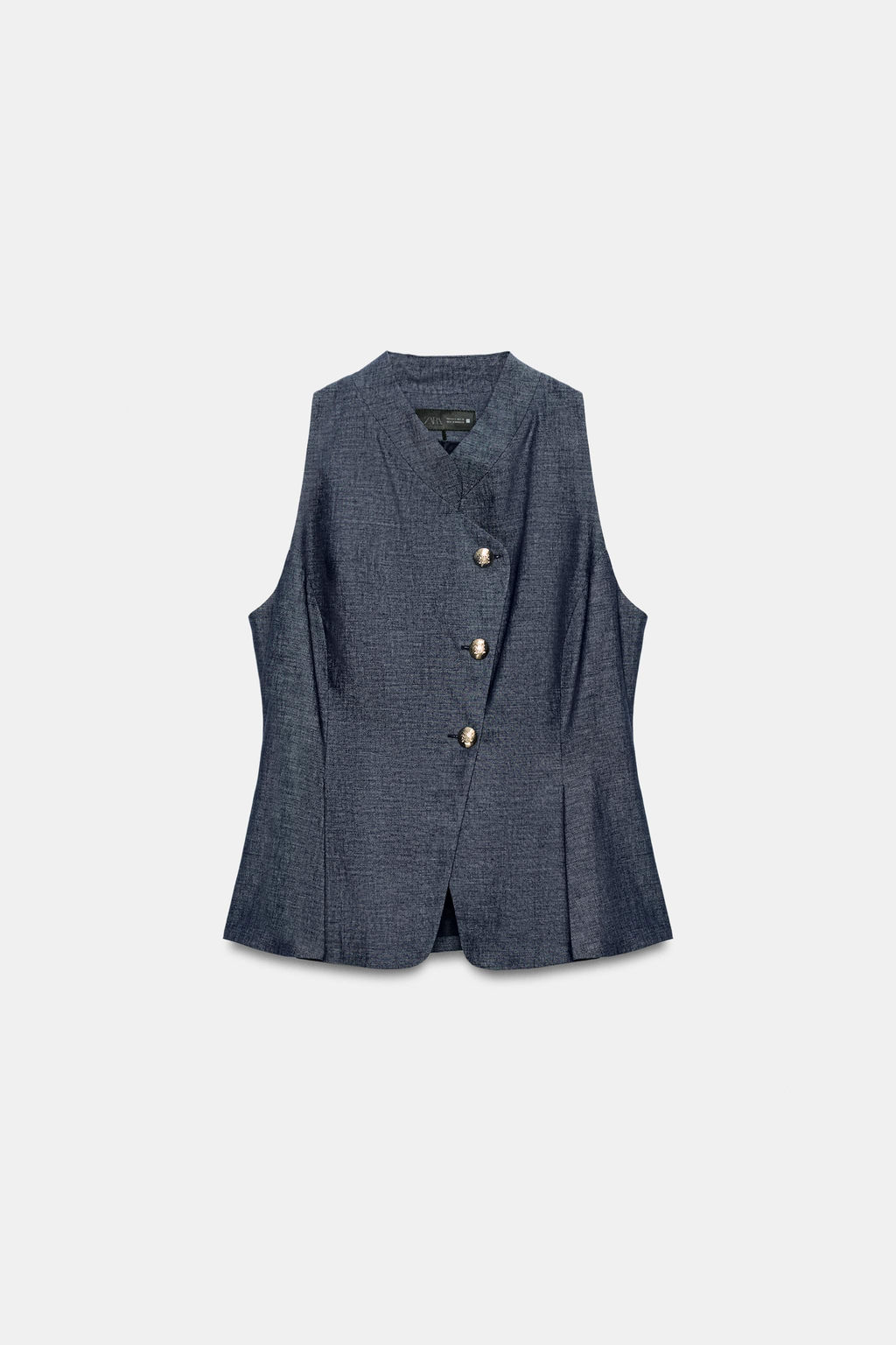CHALECO CRUZADO CON LINO / ?ndigo